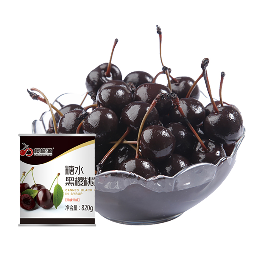 糖水黑櫻桃罐頭(帶枝帶核)